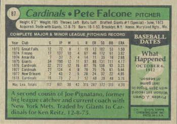 Pete Falcone  baseball card collectible - Main Image 2
