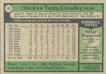 Terry Crowley  baseball card collectible - Main Image 2