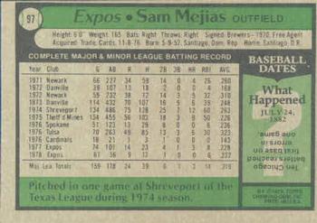 Sam Mejias  baseball card collectible - Main Image 2