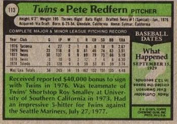 Pete Redfern  baseball card collectible - Main Image 2