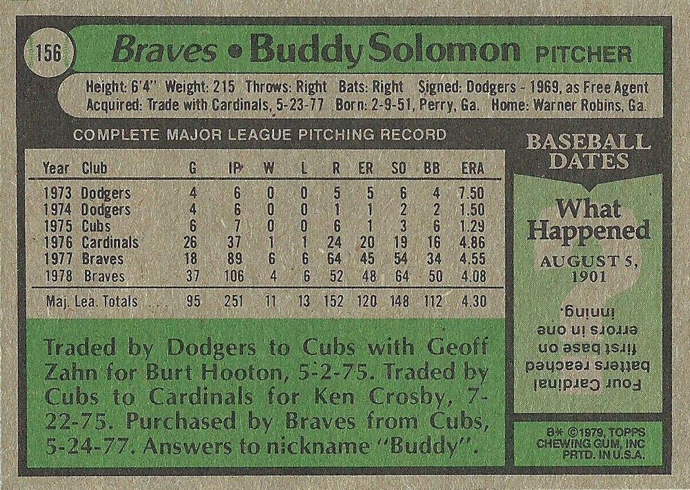 Buddy Solomon  baseball card collectible - Main Image 2