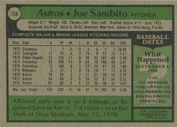 Joe Sambito  baseball card collectible - Main Image 2