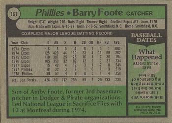 Barry Foote  baseball card collectible - Main Image 2