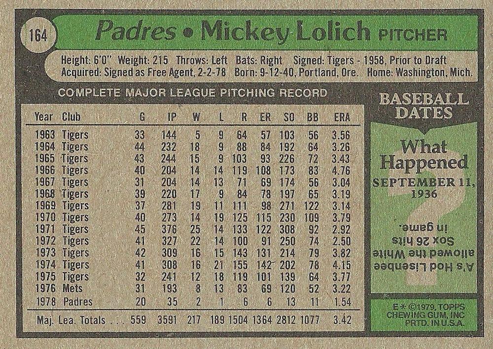 Mickey Lolich  baseball card collectible - Main Image 2