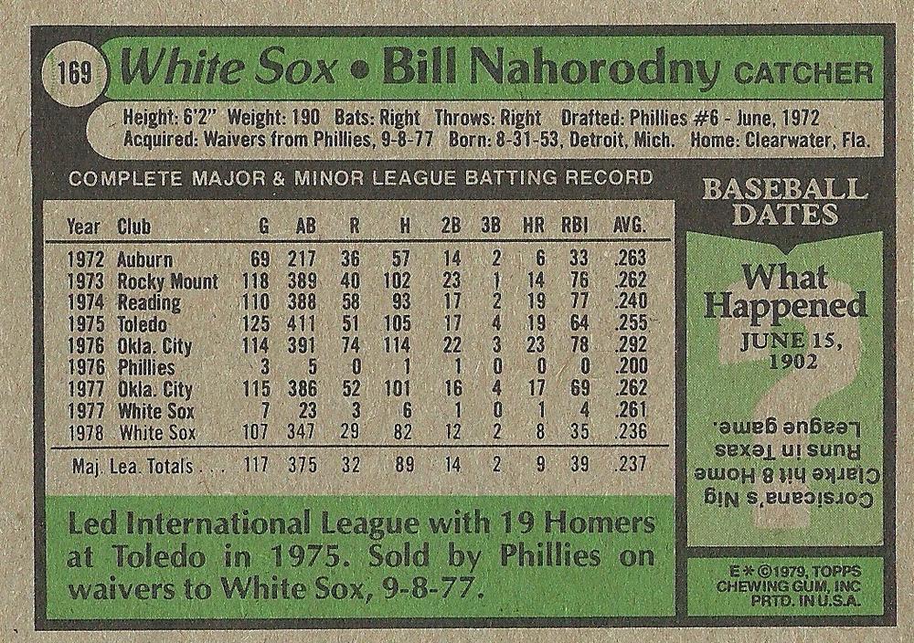 Bill Nahorodny  baseball card collectible - Main Image 2
