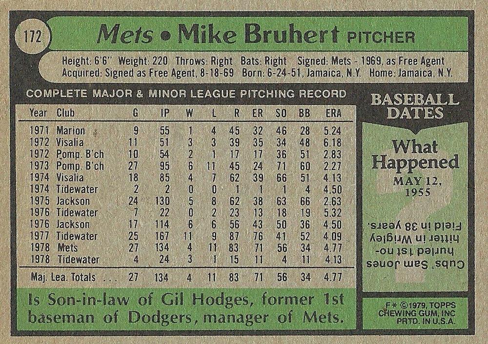 Mike Bruhert  baseball card collectible - Main Image 2