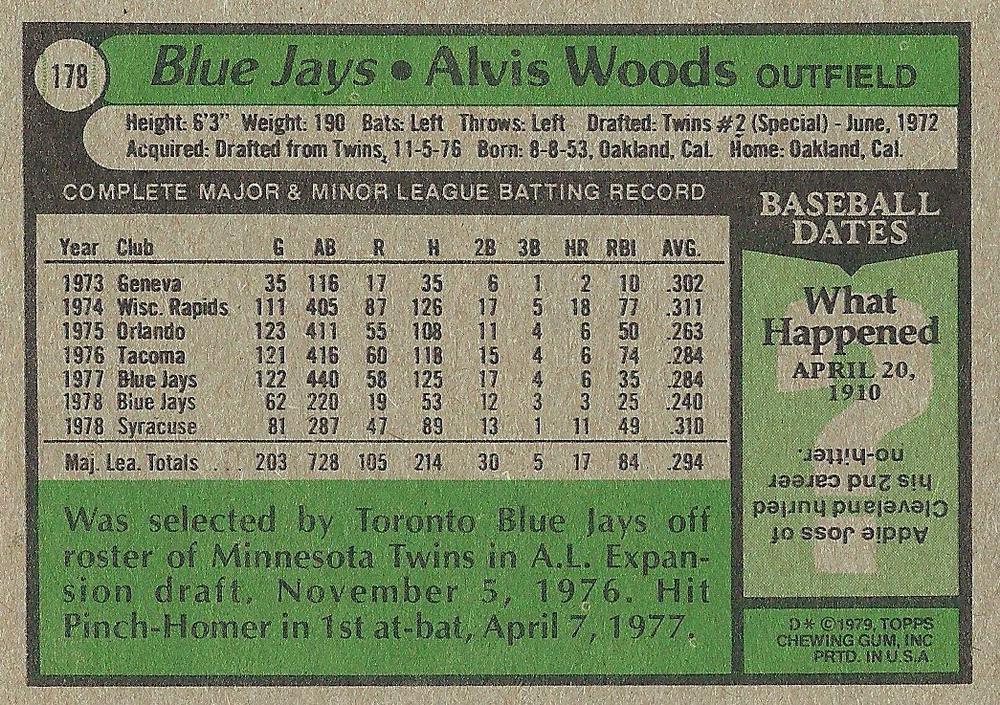 Alvis Woods  baseball card collectible - Main Image 2