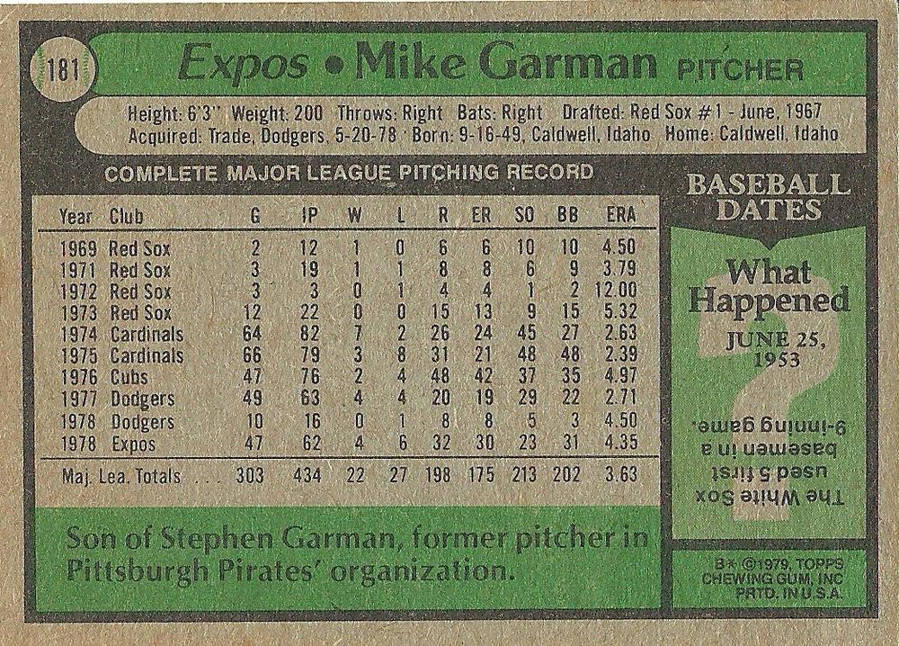 Mike Garman  baseball card collectible - Main Image 2