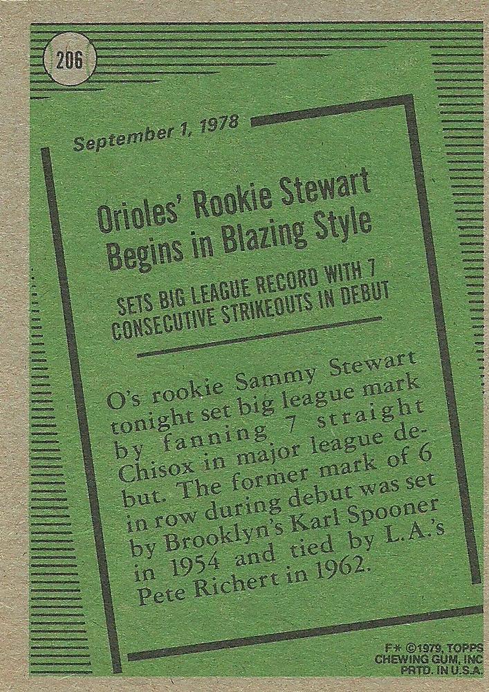 Sammy Stewart  baseball card collectible - Main Image 2