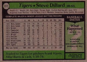 Steve Dillard  baseball card collectible - Main Image 2