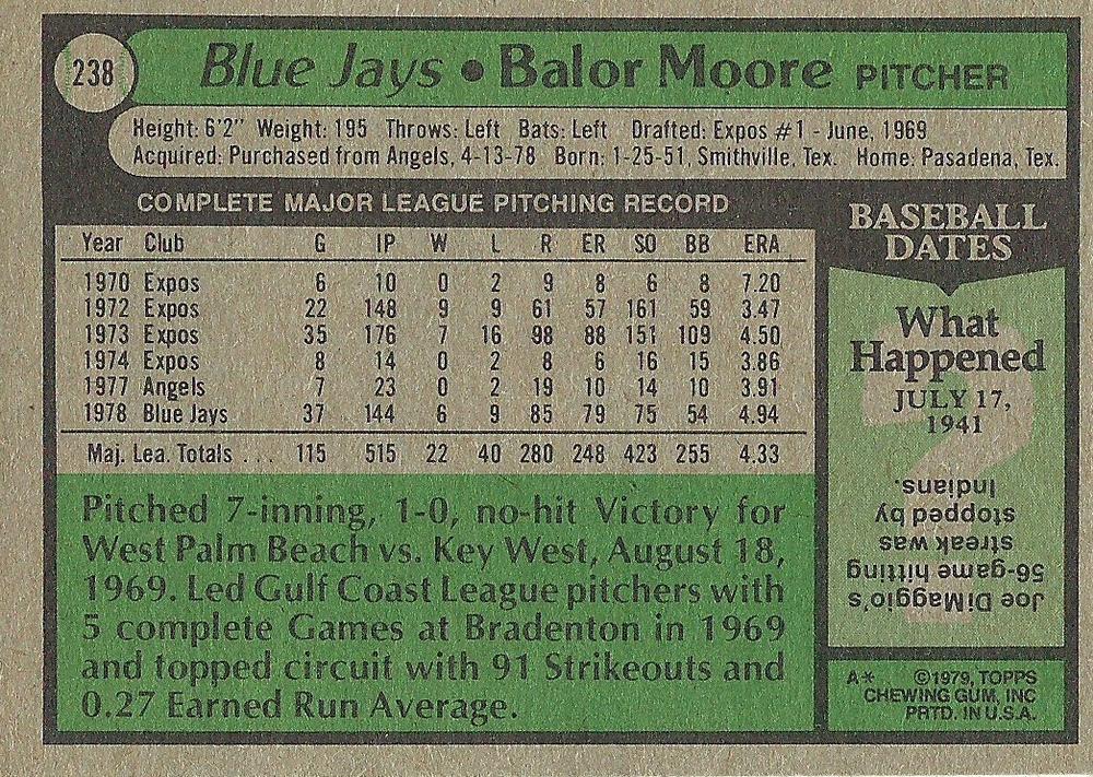 Balor Moore  baseball card collectible - Main Image 2