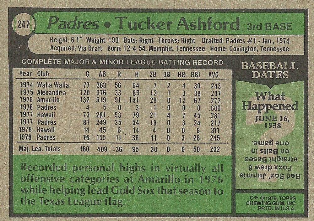 Tucker Ashford  baseball card collectible - Main Image 2