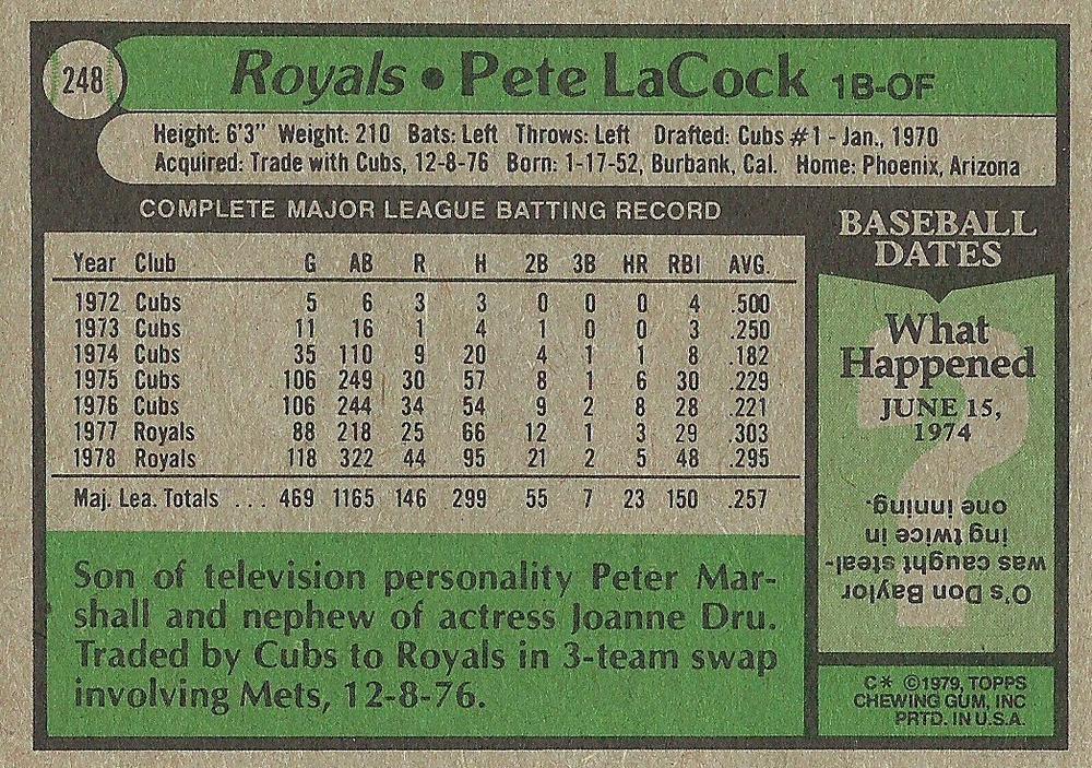 Pete LaCock  baseball card collectible - Main Image 2