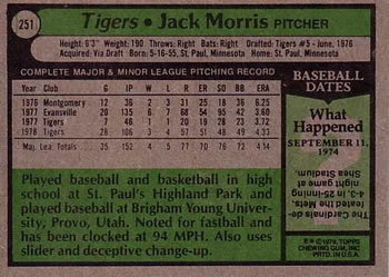 Jack Morris  baseball card collectible - Main Image 2