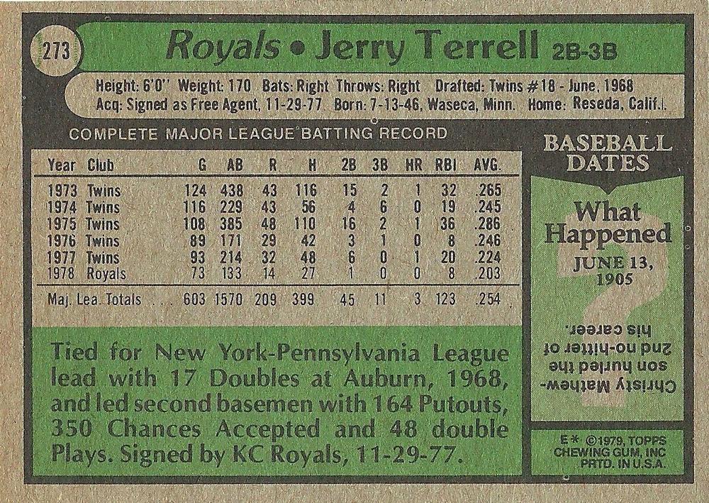 Jerry Terrell  baseball card collectible - Main Image 2