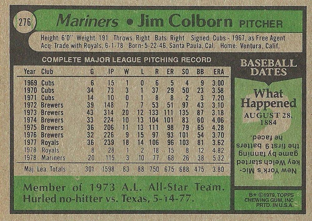 Jim Colborn  baseball card collectible - Main Image 2