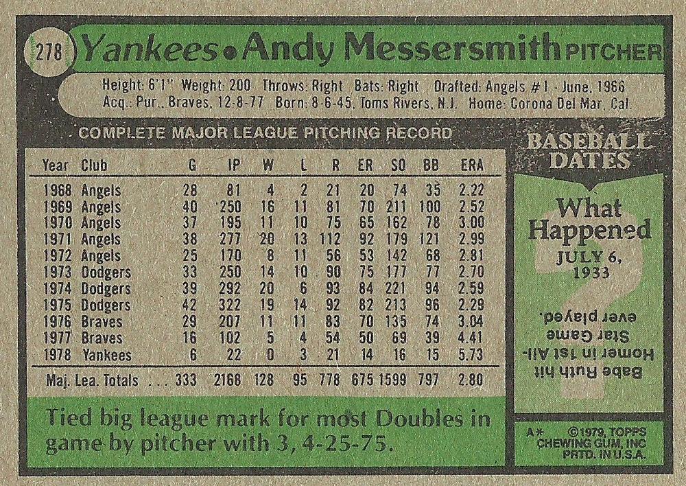 Andy Messersmith  baseball card collectible - Main Image 2