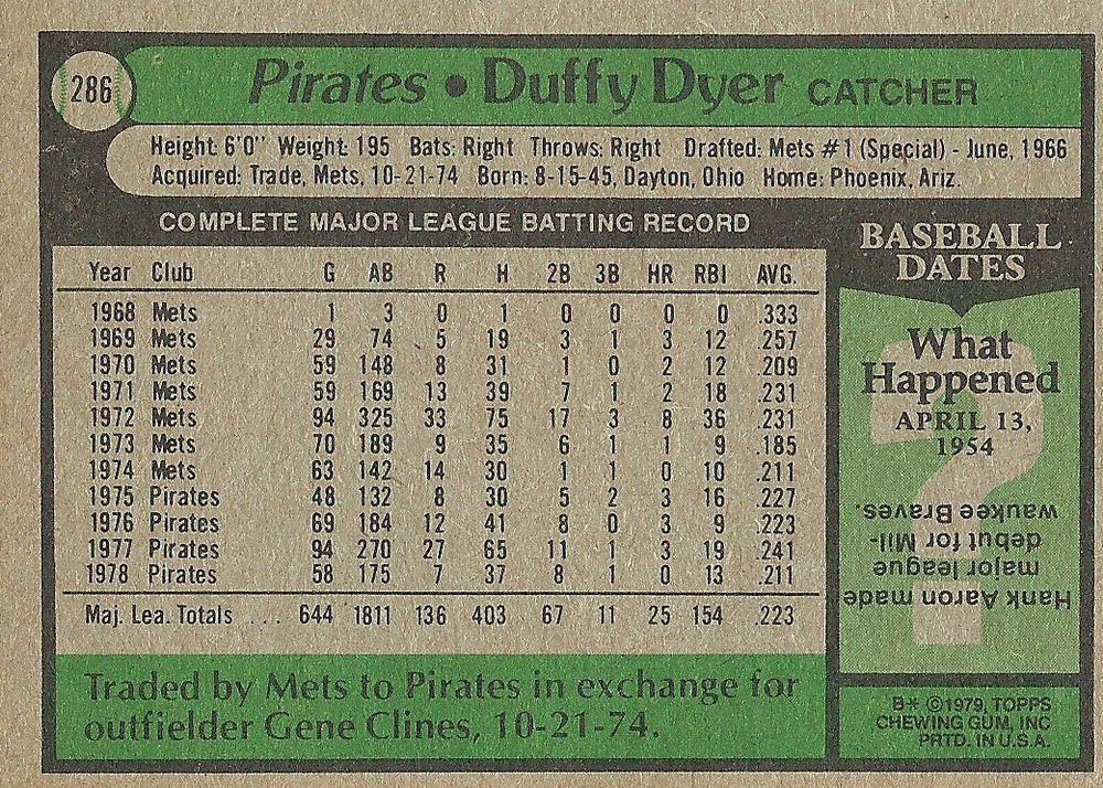 Duffy Dyer  baseball card collectible - Main Image 2