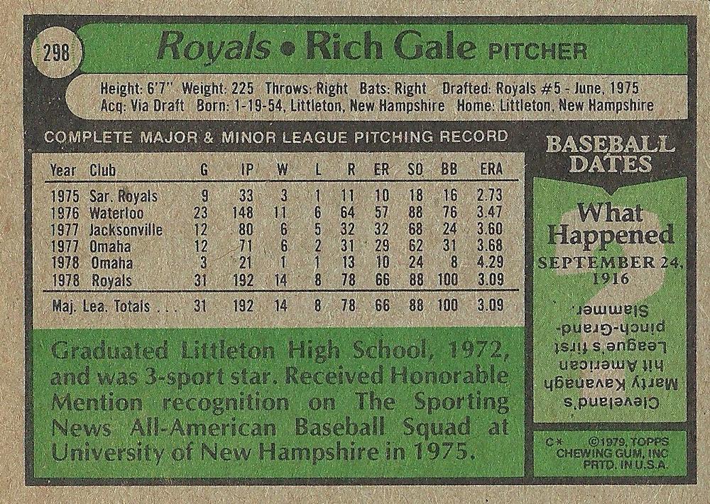 Rich Gale  baseball card collectible - Main Image 2