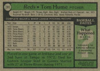 Tom Hume  baseball card collectible - Main Image 2