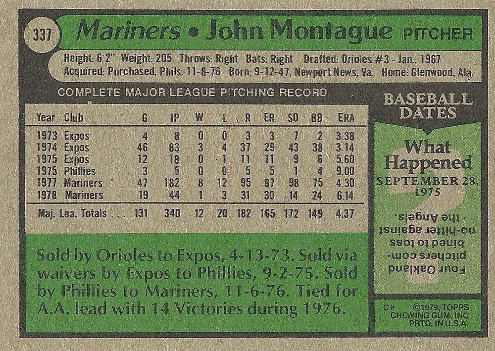 John Montague  baseball card collectible - Main Image 2