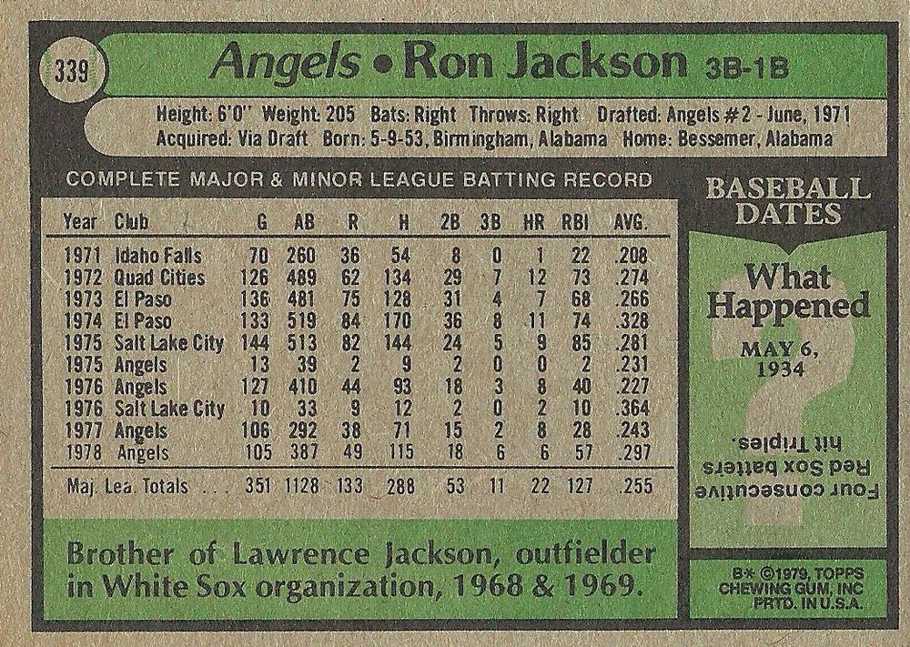 Ron Jackson  baseball card collectible - Main Image 2