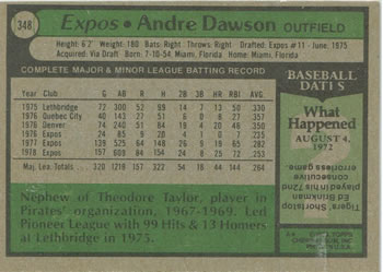Andre Dawson  baseball card collectible - Main Image 2