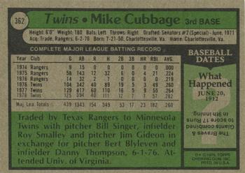 Mike Cubbage  baseball card collectible - Main Image 2