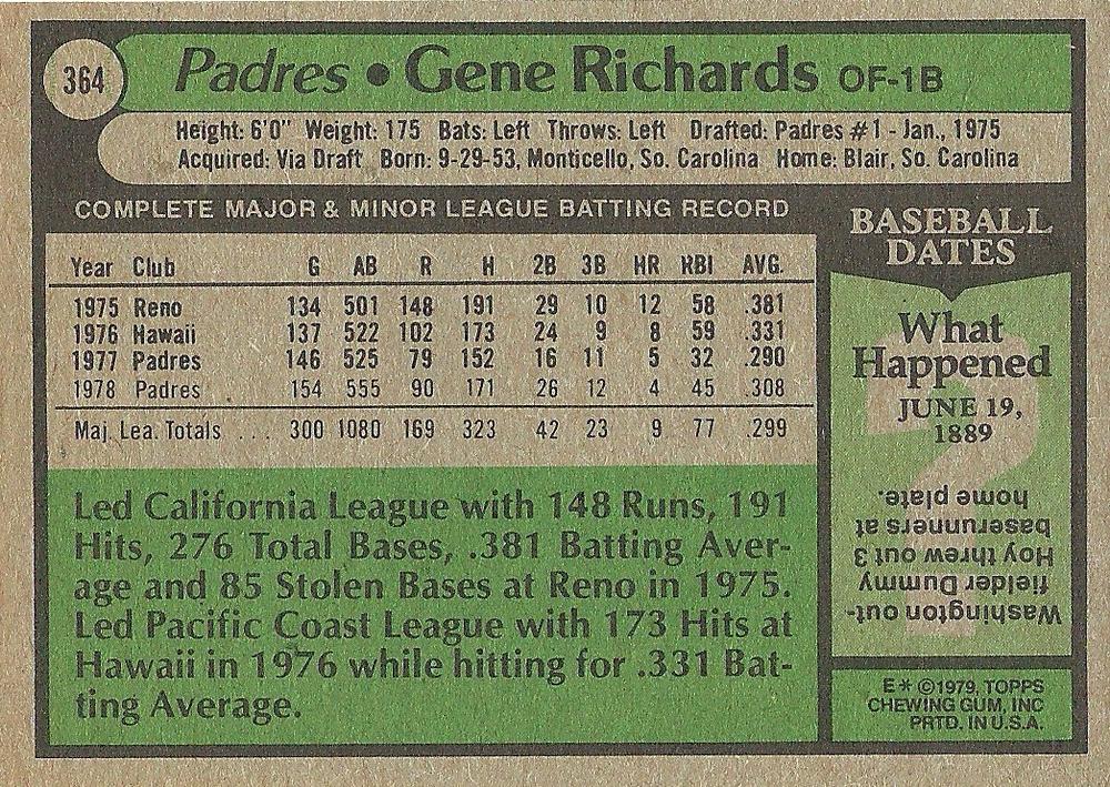 Gene Richards  baseball card collectible - Main Image 2