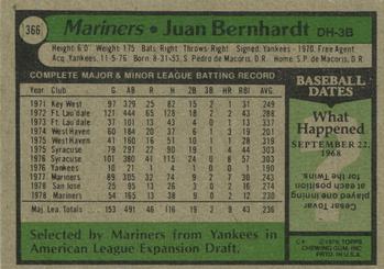 Juan Bernhardt  baseball card collectible - Main Image 2