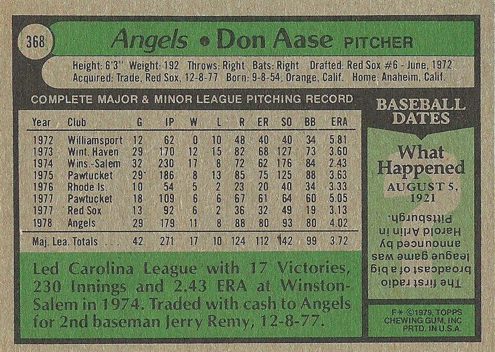 Don Aase  baseball card collectible - Main Image 2