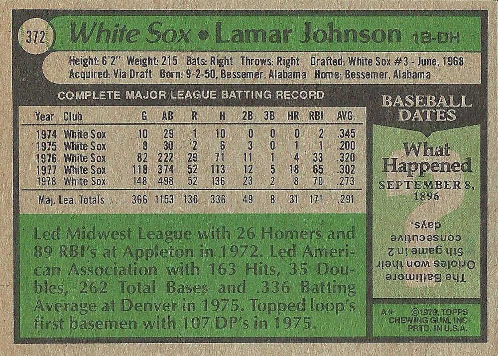 Lamar Johnson  baseball card collectible - Main Image 2