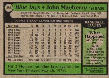 John Mayberry  baseball card collectible - Main Image 2