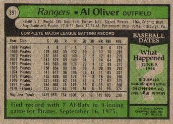 Al Oliver  baseball card collectible - Main Image 2