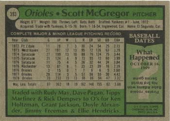 Scott McGregor  baseball card collectible - Main Image 2