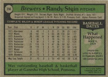 Randy Stein  baseball card collectible - Main Image 2