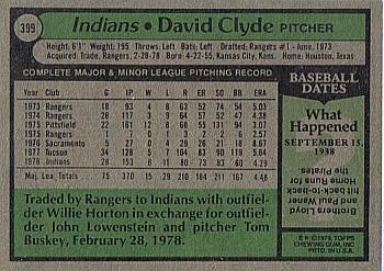 David Clyde  baseball card collectible - Main Image 2