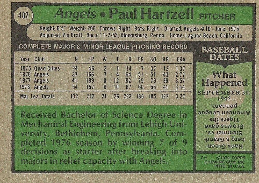 Paul Hartzell  baseball card collectible - Main Image 2