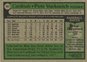 Pete Vuckovich  baseball card collectible - Main Image 2