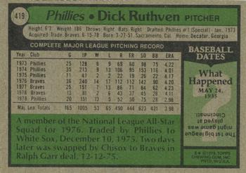 Dick Ruthven  baseball card collectible - Main Image 2