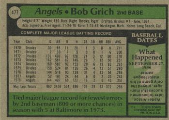 Bob Grich  baseball card collectible - Main Image 2