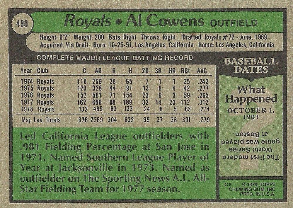 Al Cowens  baseball card collectible - Main Image 2
