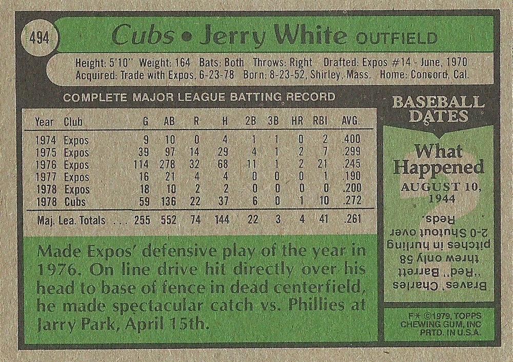 Jerry White  baseball card collectible - Main Image 2