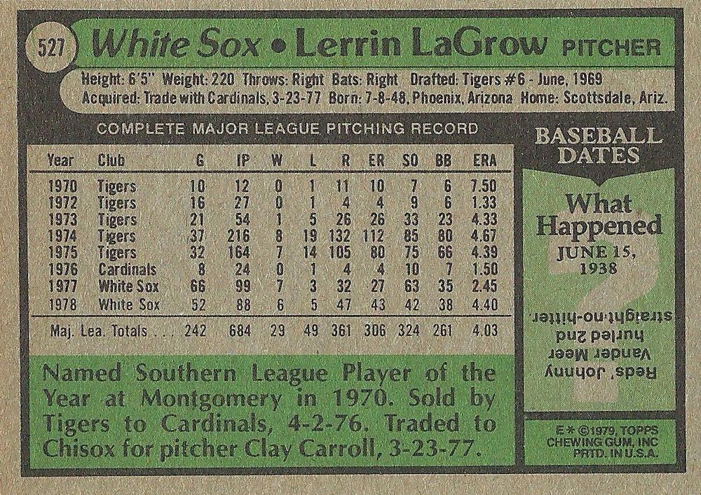 Lerrin LaGrow  baseball card collectible - Main Image 2