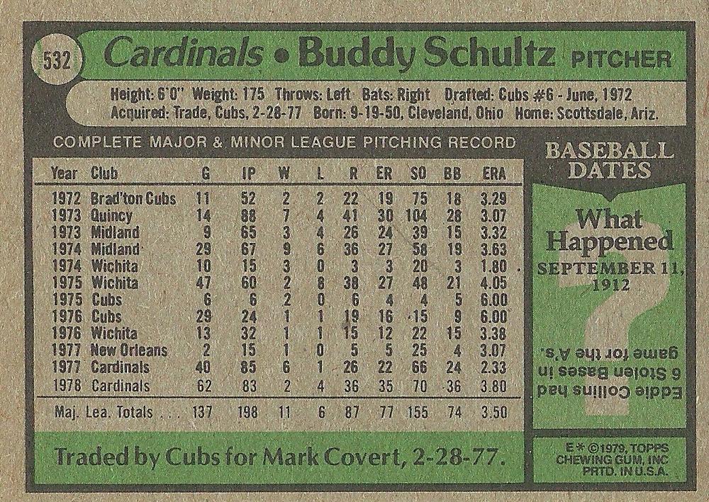 Buddy Schultz  baseball card collectible - Main Image 2