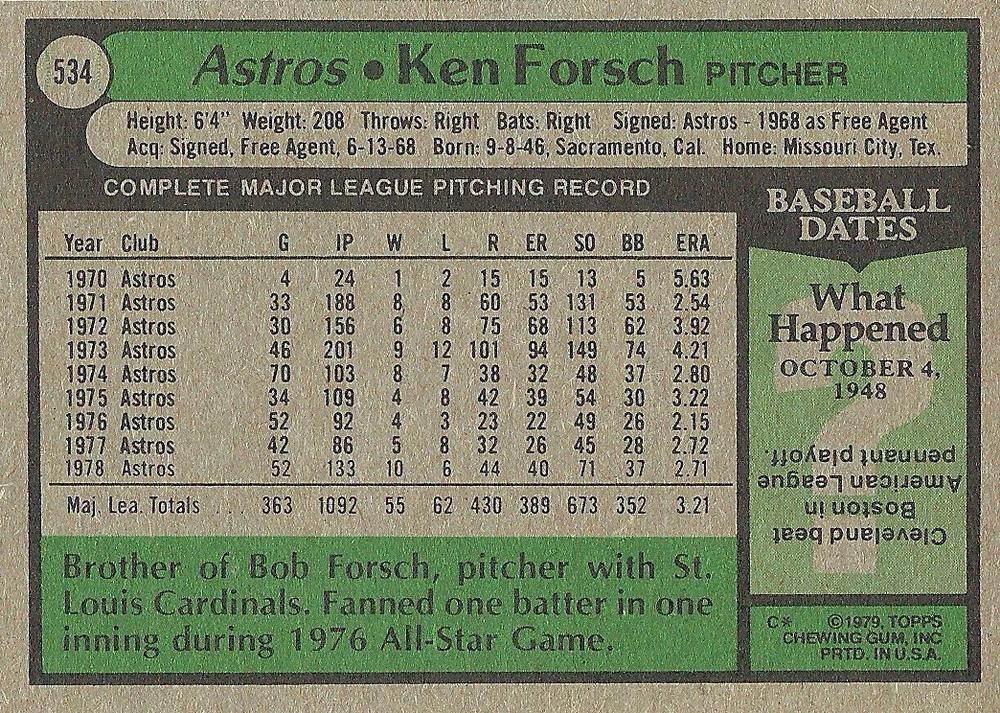 Ken Forsch  baseball card collectible - Main Image 2