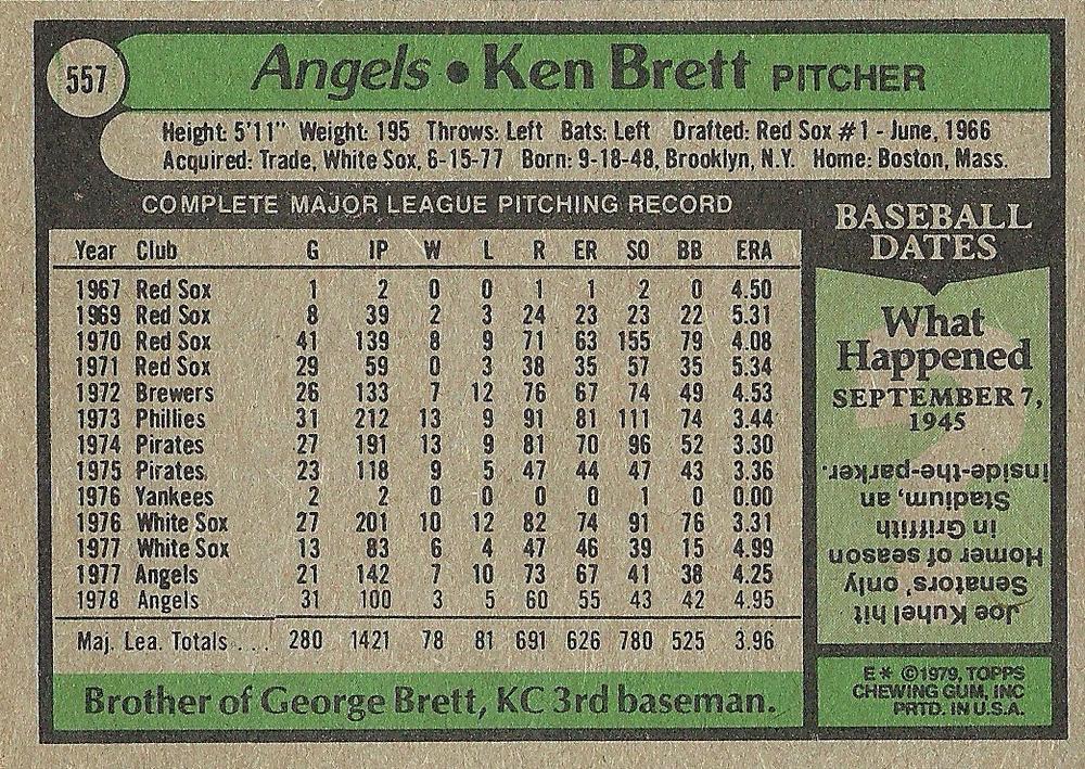 Ken Brett  baseball card collectible - Main Image 2