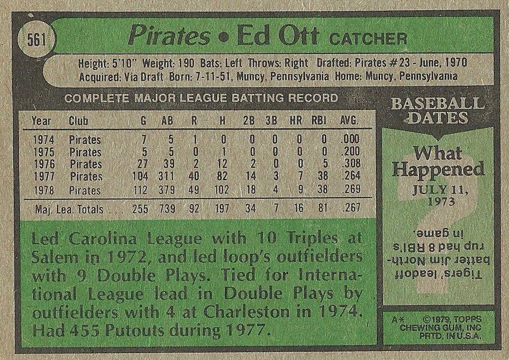 Ed Ott  baseball card collectible - Main Image 2