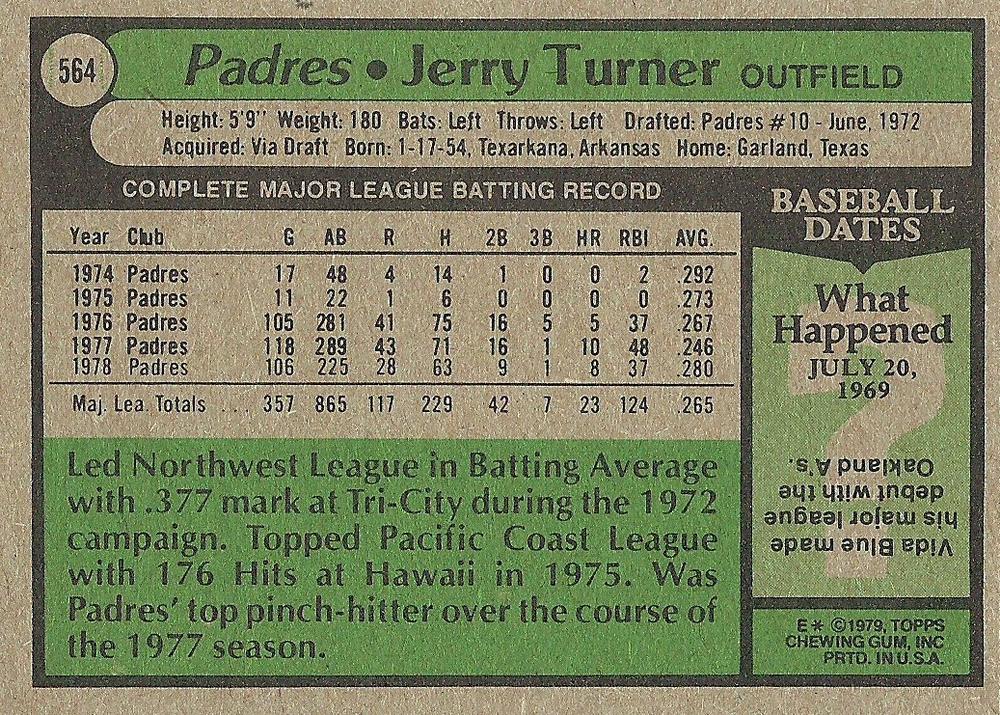 Jerry Turner  baseball card collectible - Main Image 2