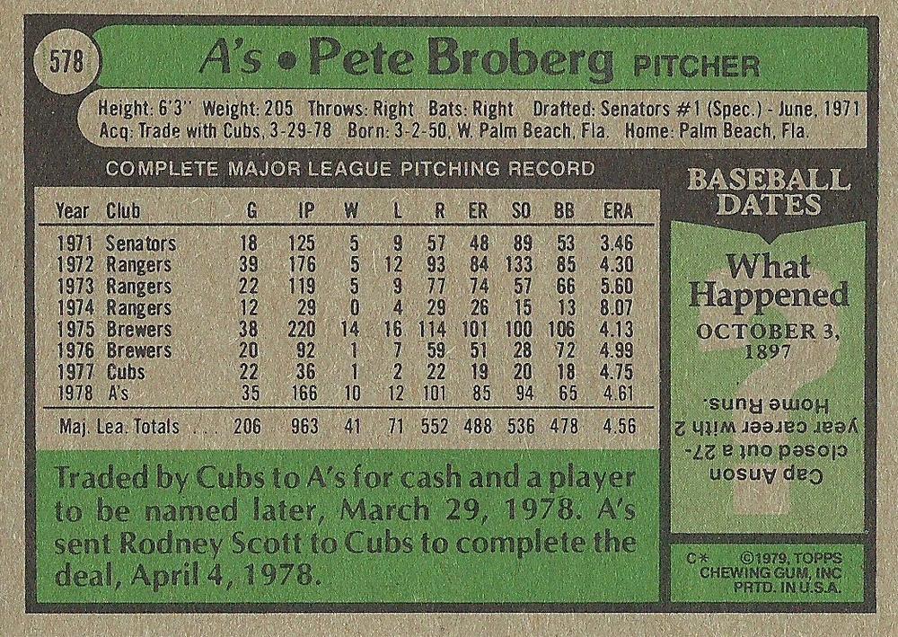 Pete Broberg  baseball card collectible - Main Image 2